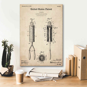 'Curling Iron Blueprint Patent Parchment,' Canvas Wall Art,18 x 26