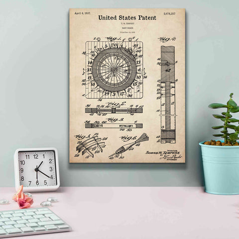 Image of 'Darts Game Blueprint Patent Parchment,' Canvas Wall Art,12 x 16