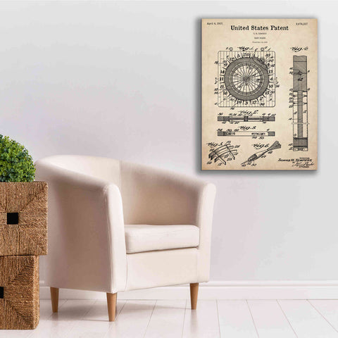 Image of 'Darts Game Blueprint Patent Parchment,' Canvas Wall Art,26 x 34