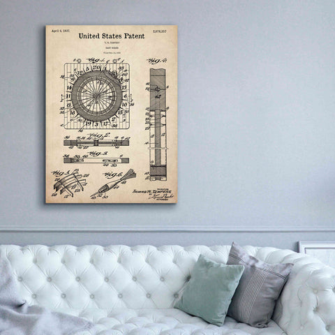 Image of 'Darts Game Blueprint Patent Parchment,' Canvas Wall Art,40 x 54