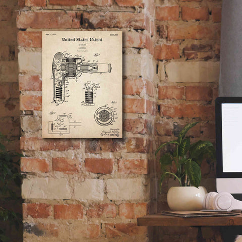 Image of 'Hair Dryer Blueprint Patent Parchment,' Canvas Wall Art,12 x 16