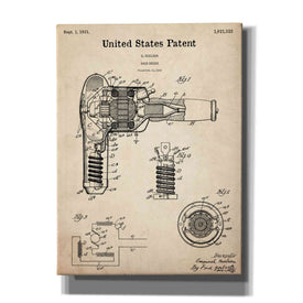'Hair Dryer Blueprint Patent Parchment,' Canvas Wall Art,12x16x1.1x0,18x26x1.1x0,26x34x1.74x0,40x54x1.74x0