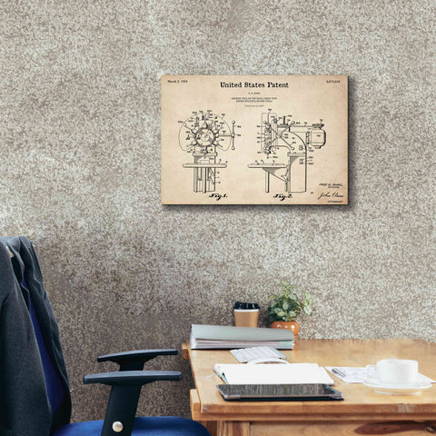Image of 'Drill Press Blueprint Patent Parchment,' Canvas Wall Art,26 x 18