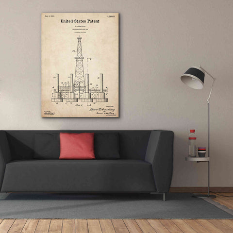 Image of 'Drilling Rig Blueprint Patent Parchment,' Canvas Wall Art,40 x 54