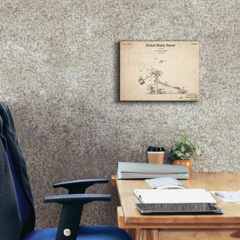 Image of 'Drum Beating Mechanism Blueprint Patent Parchment,' Canvas Wall Art,16 x 12
