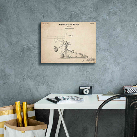Image of 'Drum Beating Mechanism Blueprint Patent Parchment,' Canvas Wall Art,16 x 12