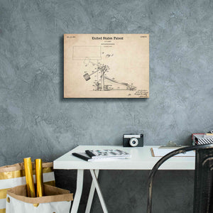 'Drum Beating Mechanism Blueprint Patent Parchment,' Canvas Wall Art,16 x 12