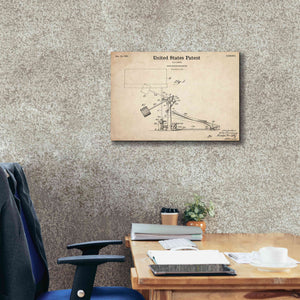'Drum Beating Mechanism Blueprint Patent Parchment,' Canvas Wall Art,26 x 18