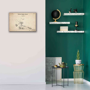 'Drum Beating Mechanism Blueprint Patent Parchment,' Canvas Wall Art,26 x 18