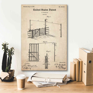 'Farm Gate Blueprint Patent Parchment,' Canvas Wall Art,18 x 26
