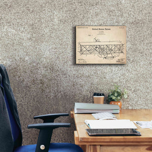 'Wright Bros. Flying Machine Blueprint Patent Parchment,' Canvas Wall Art,16 x 12