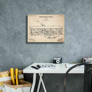 'Wright Bros. Flying Machine Blueprint Patent Parchment,' Canvas Wall Art,16 x 12