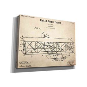 'Wright Bros. Flying Machine Blueprint Patent Parchment,' Canvas Wall Art,12x16x1.1x0,18x26x1.1x0,26x34x1.74x0,40x54x1.74x0