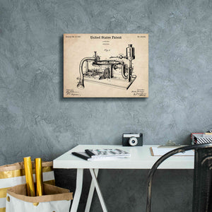 'Gramophone, 1895 Blueprint Patent Parchment,' Canvas Wall Art,16 x 12