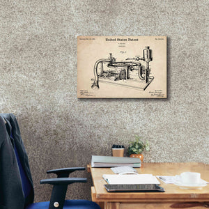 'Gramophone, 1895 Blueprint Patent Parchment,' Canvas Wall Art,26 x 18