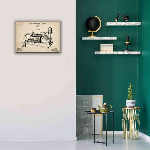 Image of 'Gramophone, 1895 Blueprint Patent Parchment,' Canvas Wall Art,26 x 18
