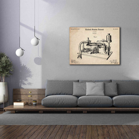 Image of 'Gramophone, 1895 Blueprint Patent Parchment,' Canvas Wall Art,54 x 40