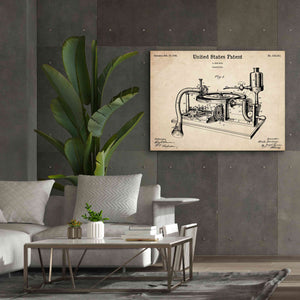 'Gramophone, 1895 Blueprint Patent Parchment,' Canvas Wall Art,54 x 40
