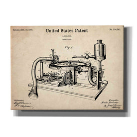 'Gramophone, 1895 Blueprint Patent Parchment,' Canvas Wall Art,16x12x1.1x0,26x18x1.1x0,34x26x1.74x0,54x40x1.74x0