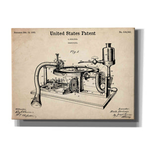 'Gramophone, 1895 Blueprint Patent Parchment,' Canvas Wall Art,16x12x1.1x0,26x18x1.1x0,34x26x1.74x0,54x40x1.74x0