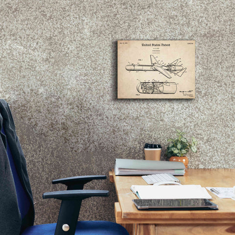 Image of 'Cold War Era Guided Missile Blueprint Patent Parchment,' Canvas Wall Art,16 x 12