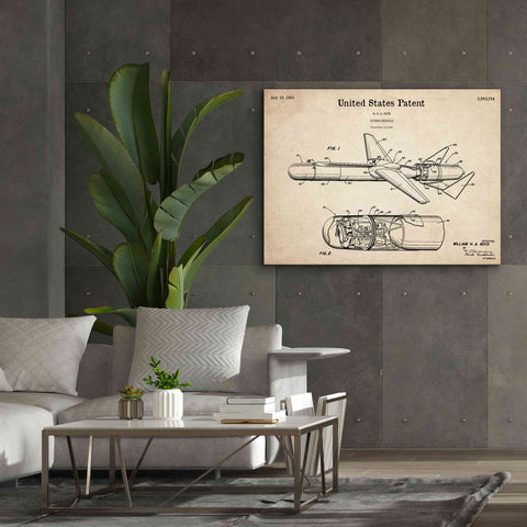 Image of 'Cold War Era Guided Missile Blueprint Patent Parchment,' Canvas Wall Art,54 x 40