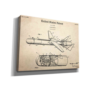 'Cold War Era Guided Missile Blueprint Patent Parchment,' Canvas Wall Art,16x12x1.1x0,26x18x1.1x0,34x26x1.74x0,54x40x1.74x0