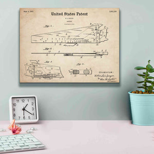 'Handsaw Blueprint Patent Parchment,' Canvas Wall Art,16 x 12
