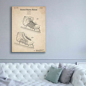 'Hockey Shoe, 1935 Blueprint Patent Parchment,' Canvas Wall Art,40 x 54