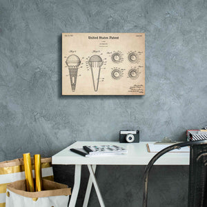 'Ice Cream Cone Blueprint Patent Parchment,' Canvas Wall Art,16 x 12