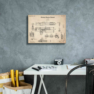 'Machine Gun Blueprint Patent Parchment,' Canvas Wall Art,16 x 12