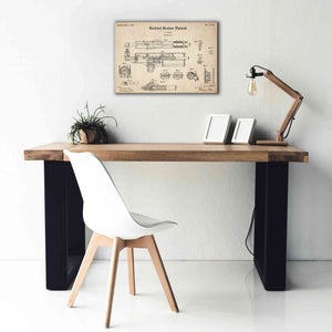 'Machine Gun Blueprint Patent Parchment,' Canvas Wall Art,26 x 18
