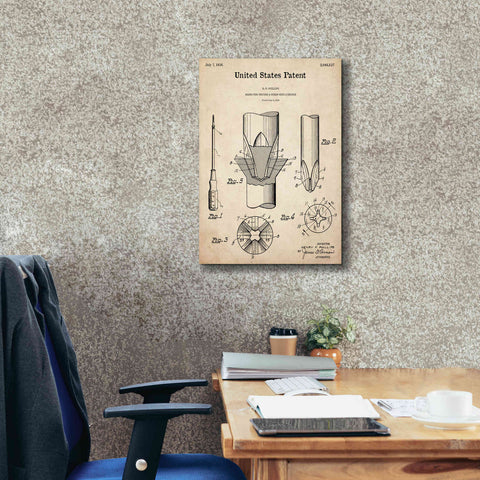 Image of 'Screw Driver Blueprint Patent Parchment,' Canvas Wall Art,18 x 26