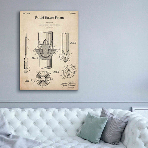 Image of 'Screw Driver Blueprint Patent Parchment,' Canvas Wall Art,40 x 54