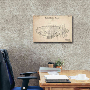 'Pony Blimp Blueprint Patent Parchment,' Canvas Wall Art,26 x 18