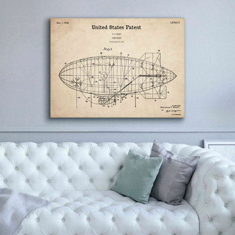 Image of 'Pony Blimp Blueprint Patent Parchment,' Canvas Wall Art,54 x 40