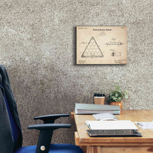 'Pool Ball Frame Blueprint Patent Parchment,' Canvas Wall Art,16 x 12