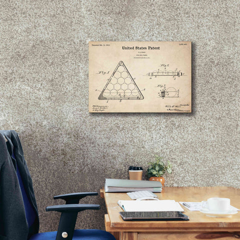 Image of 'Pool Ball Frame Blueprint Patent Parchment,' Canvas Wall Art,26 x 18