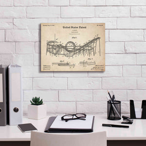 'Roller Coaster Blueprint Patent Parchment,' Canvas Wall Art,16 x 12