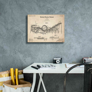 'Roller Coaster Blueprint Patent Parchment,' Canvas Wall Art,16 x 12