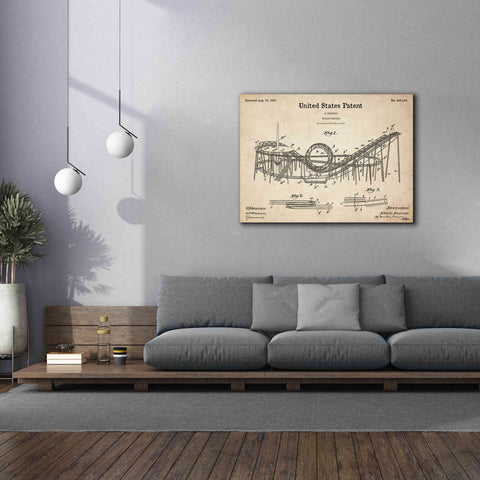 Image of 'Roller Coaster Blueprint Patent Parchment,' Canvas Wall Art,54 x 40