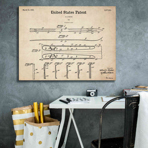 'Ski Blueprint Patent Parchment,' Canvas Wall Art,34 x 26