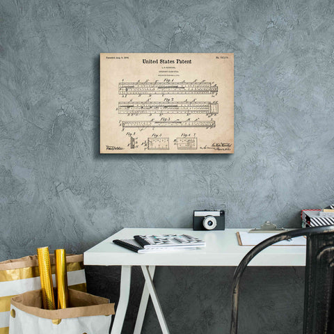 Image of 'Slide Rule Blueprint Patent Parchment,' Canvas Wall Art,16 x 12