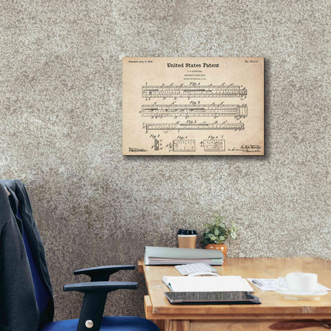 Image of 'Slide Rule Blueprint Patent Parchment,' Canvas Wall Art,26 x 18