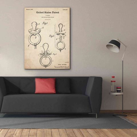 Image of 'Baby Pacifier Blueprint Patent Parchment,' Canvas Wall Art,40 x 54