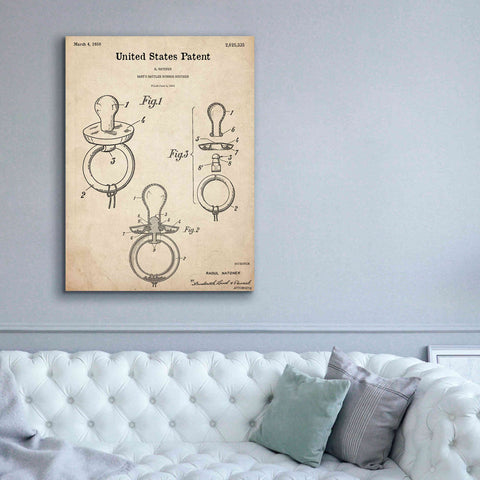 Image of 'Baby Pacifier Blueprint Patent Parchment,' Canvas Wall Art,40 x 54