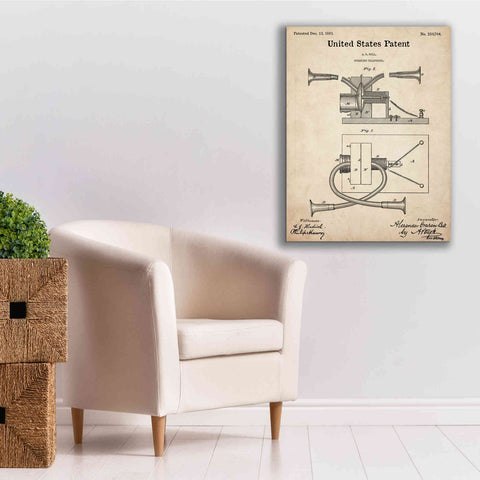 Image of 'Speaking Telephone Blueprint Patent Parchment,' Canvas Wall Art,26 x 34