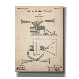 'Speaking Telephone Blueprint Patent Parchment,' Canvas Wall Art,12x16x1.1x0,18x26x1.1x0,26x34x1.74x0,40x54x1.74x0