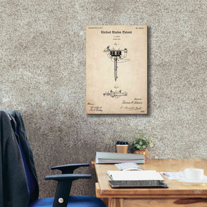 'Tattoo Stencil Pen Blueprint Patent Parchment,' Canvas Wall Art,18 x 26