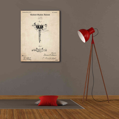 Image of 'Tattoo Stencil Pen Blueprint Patent Parchment,' Canvas Wall Art,26 x 34